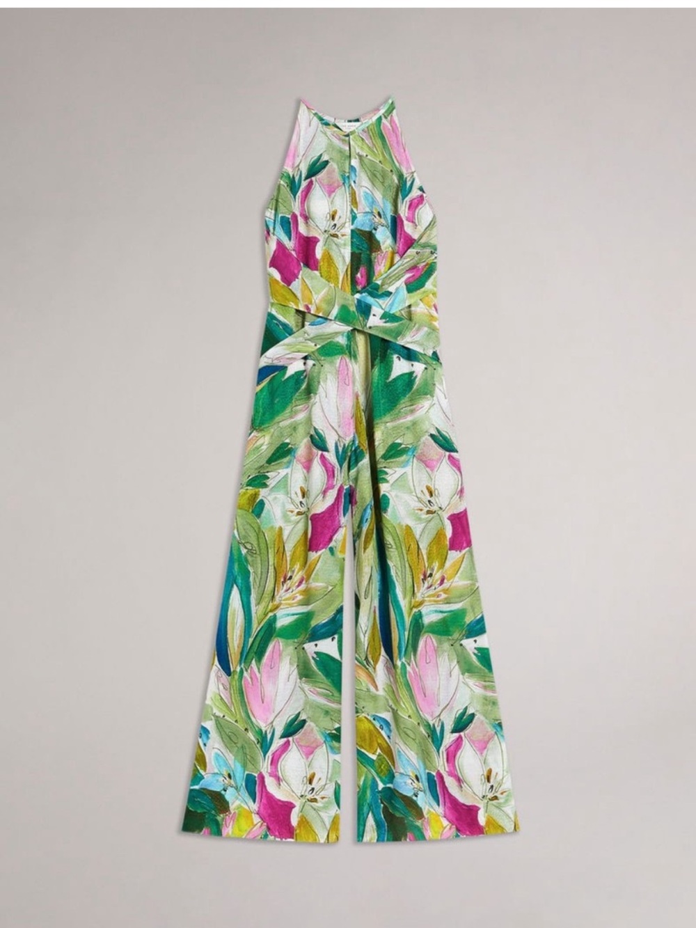 NWOT Ted Baker Rachily Painted Floral Wide Leg Jumpsuit Size 2 / US 6